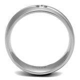 High polished (no plating) Stainless Steel Ring with AAA Grade CZ  in Clear