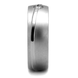 High polished (no plating) Stainless Steel Ring with AAA Grade CZ  in Clear