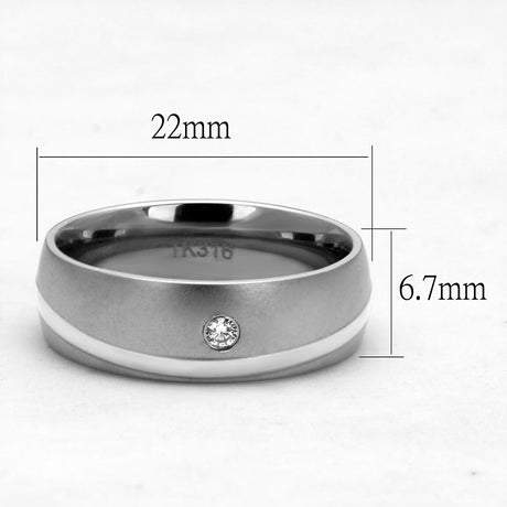 High polished (no plating) Stainless Steel Ring with AAA Grade CZ  in Clear