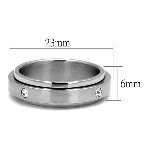 High polished (no plating) Stainless Steel Ring with AAA Grade CZ  in Clear