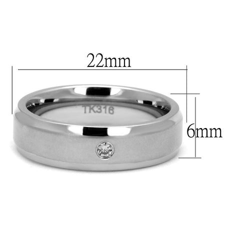 High polished (no plating) Stainless Steel Ring with AAA Grade CZ  in Clear