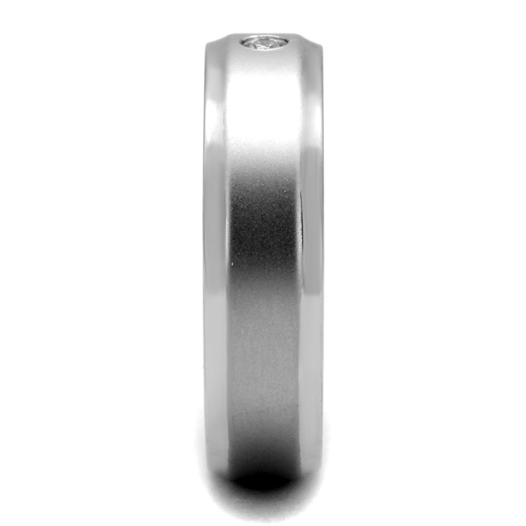 High polished (no plating) Stainless Steel Ring with AAA Grade CZ  in Clear