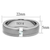 High polished (no plating) Stainless Steel Ring with AAA Grade CZ  in Clear