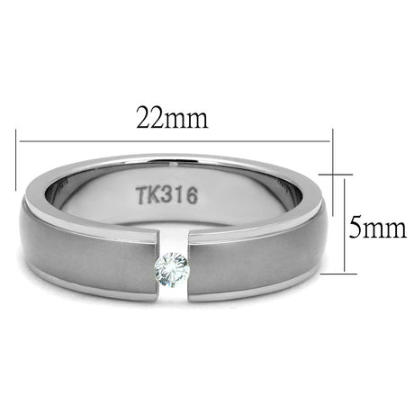 High polished (no plating) Stainless Steel Ring with AAA Grade CZ  in Clear
