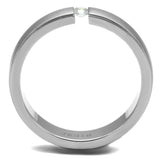 High polished (no plating) Stainless Steel Ring with AAA Grade CZ  in Clear