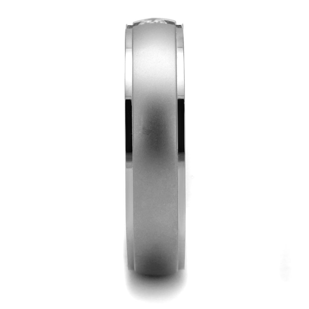 High polished (no plating) Stainless Steel Ring with AAA Grade CZ  in Clear