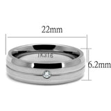 High polished (no plating) Stainless Steel Ring with AAA Grade CZ  in Clear