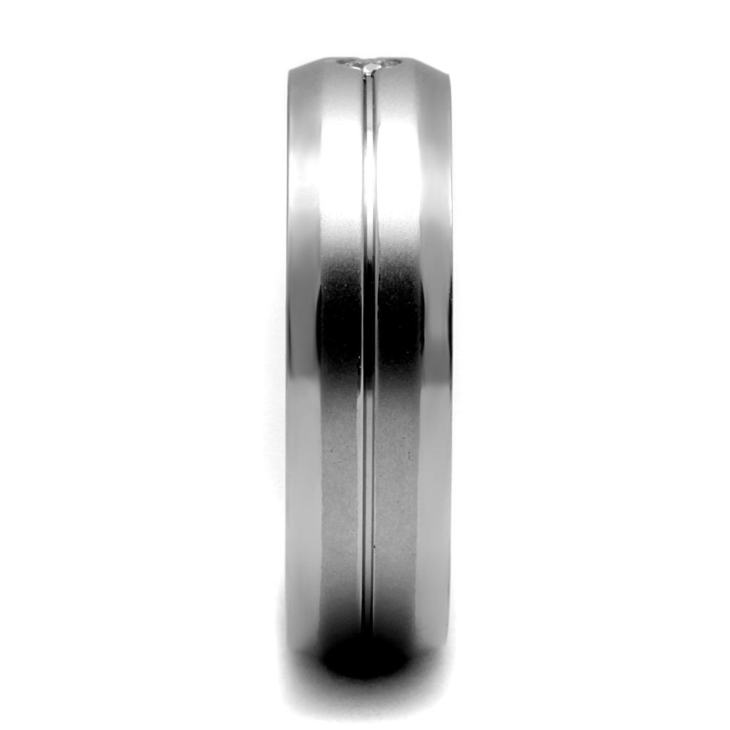 High polished (no plating) Stainless Steel Ring with AAA Grade CZ  in Clear