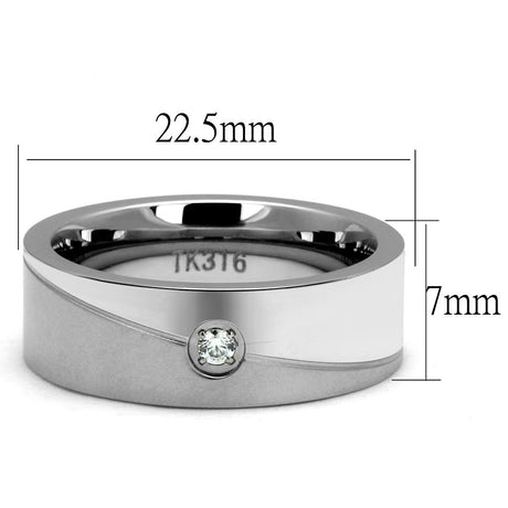 High polished (no plating) Stainless Steel Ring with AAA Grade CZ  in Clear