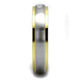 Two-Tone IP Gold (Ion Plating) Stainless Steel Ring with AAA Grade CZ  in Clear