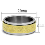 Two-Tone IP Gold (Ion Plating) Stainless Steel Ring with No Stone