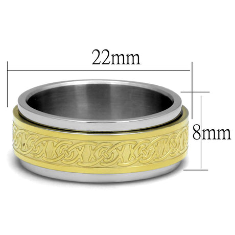 Two-Tone IP Gold (Ion Plating) Stainless Steel Ring with No Stone