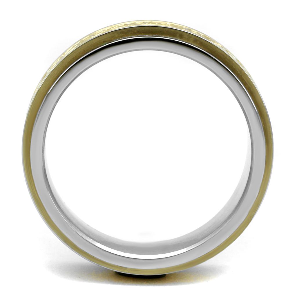 Two-Tone IP Gold (Ion Plating) Stainless Steel Ring with No Stone