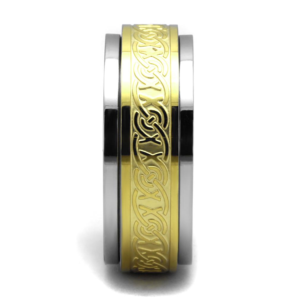 Two-Tone IP Gold (Ion Plating) Stainless Steel Ring with No Stone