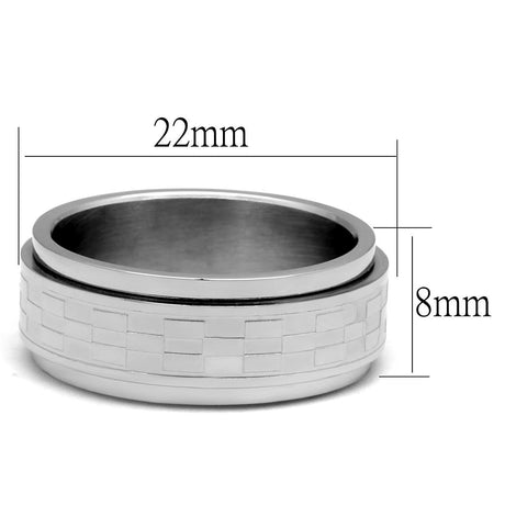 High polished (no plating) Stainless Steel Ring with No Stone