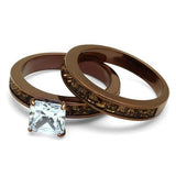 IP Coffee light Stainless Steel Ring with AAA Grade CZ  in Clear