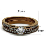 IP Coffee light Stainless Steel Ring with AAA Grade CZ  in Clear