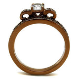 IP Coffee light Stainless Steel Ring with AAA Grade CZ  in Clear