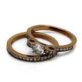 IP Coffee light Stainless Steel Ring with AAA Grade CZ  in Clear