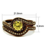 IP Coffee light Stainless Steel Ring with AAA Grade CZ  in Topaz