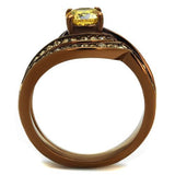 IP Coffee light Stainless Steel Ring with AAA Grade CZ  in Topaz