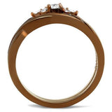 IP Coffee light Stainless Steel Ring with AAA Grade CZ  in Clear