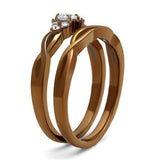 IP Coffee light Stainless Steel Ring with AAA Grade CZ  in Clear