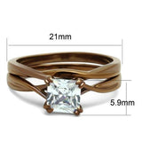 IP Coffee light Stainless Steel Ring with AAA Grade CZ  in Clear