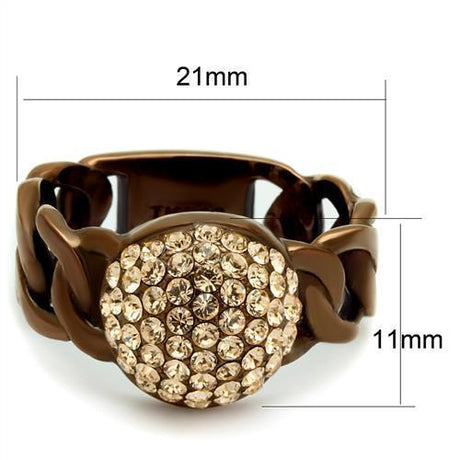 IP Coffee light Stainless Steel Ring with Top Grade Crystal  in Light Peach