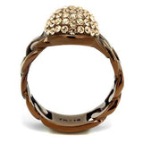 IP Coffee light Stainless Steel Ring with Top Grade Crystal  in Light Peach