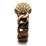 IP Coffee light Stainless Steel Ring with Top Grade Crystal  in Light Peach
