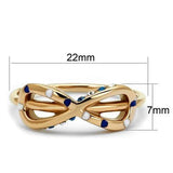 IP Rose Gold(Ion Plating) Stainless Steel Ring with Top Grade Crystal  in Sapphire