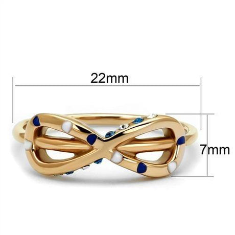 IP Rose Gold(Ion Plating) Stainless Steel Ring with Top Grade Crystal  in Sapphire