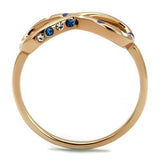 IP Rose Gold(Ion Plating) Stainless Steel Ring with Top Grade Crystal  in Sapphire
