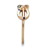 IP Rose Gold(Ion Plating) Stainless Steel Ring with Top Grade Crystal  in Sapphire
