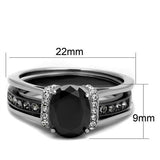 Two-Tone IP Black Stainless Steel Ring with Synthetic Synthetic Glass in Jet
