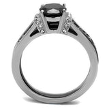 Two-Tone IP Black Stainless Steel Ring with Synthetic Synthetic Glass in Jet