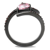 IP Light Black  (IP Gun) Stainless Steel Ring with AAA Grade CZ  in Rose