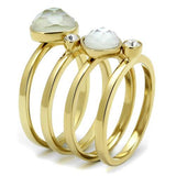 IP Gold(Ion Plating) Stainless Steel Ring with Synthetic Synthetic Glass in White