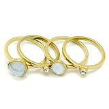 IP Gold(Ion Plating) Stainless Steel Ring with Synthetic Synthetic Glass in White