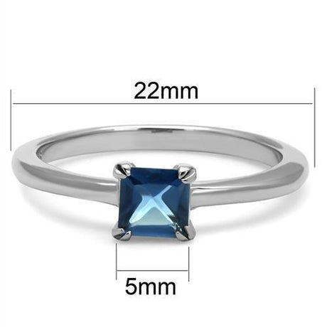 High polished (no plating) Stainless Steel Ring with Synthetic Synthetic Glass in Montana