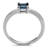 High polished (no plating) Stainless Steel Ring with Synthetic Synthetic Glass in Montana