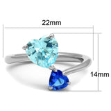 TK2980 High polished (no plating) Stainless Steel Ring with AAA Grade CZ in Sea Blue