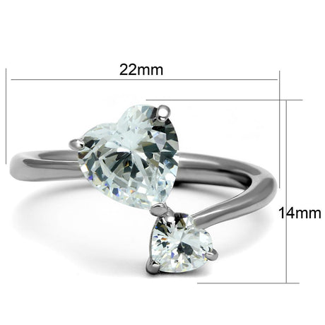 High polished (no plating) Stainless Steel Ring with AAA Grade CZ  in Clear
