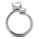 High polished (no plating) Stainless Steel Ring with AAA Grade CZ  in Clear