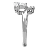 High polished (no plating) Stainless Steel Ring with AAA Grade CZ  in Clear