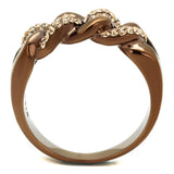IP Coffee light Stainless Steel Ring with Top Grade Crystal  in Light Peach