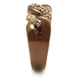 IP Coffee light Stainless Steel Ring with Top Grade Crystal  in Light Peach