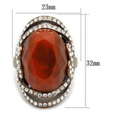 IP Coffee light Stainless Steel Ring with Synthetic Synthetic Stone in Orange