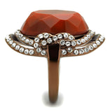 IP Coffee light Stainless Steel Ring with Synthetic Synthetic Stone in Orange